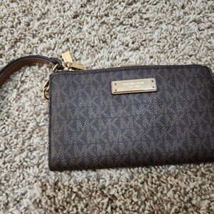 Michael Kors Brown Wristlet Walletwith Phone Holder